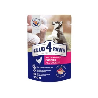 CLUB 4 PAWS Premium for puppies With chicken in jelly. Complete canned pet food,100gr