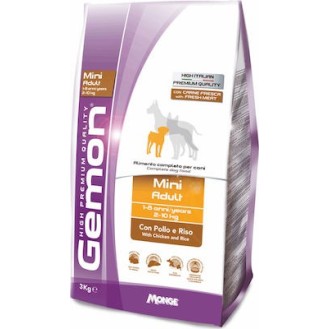 Gemon Mini Adult 1kg Dry Food for Small Breed Adult Dogs with Rice and Chicken