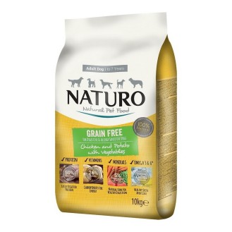 Naturo Adult 10kg Grain-free Dry Food for Adult Dogs with Chicken, Vegetables and Potatoes