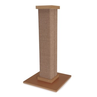Wooden and sisal column scratching post with square base brown 40x40x80hcm