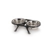 Bowl stand in ABS, Non-slip + Steel bowls, 2 x 240ml - 240x150x56mm -3pcs