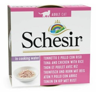 Schesir Nature For Cat Liquid Food for Adult Cats in Can with Chicken / Rice / Tuna in Cooking Water 85gr